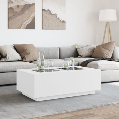 Salontafel met Infinity LED 116x69x40 cm wit
