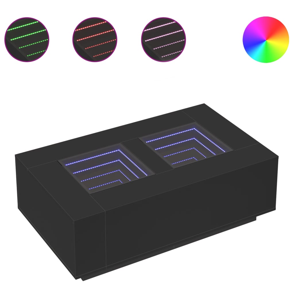 Salontafel met Infinity LED 116x69x40 cm zwart