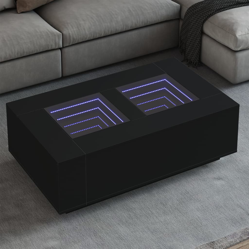 Salontafel met Infinity LED 116x69x40 cm zwart