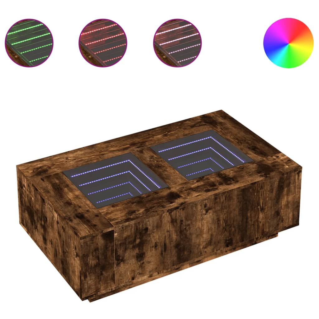 Salontafel met Infinity LED 116x69x40 cm gerookt eikenkleurig