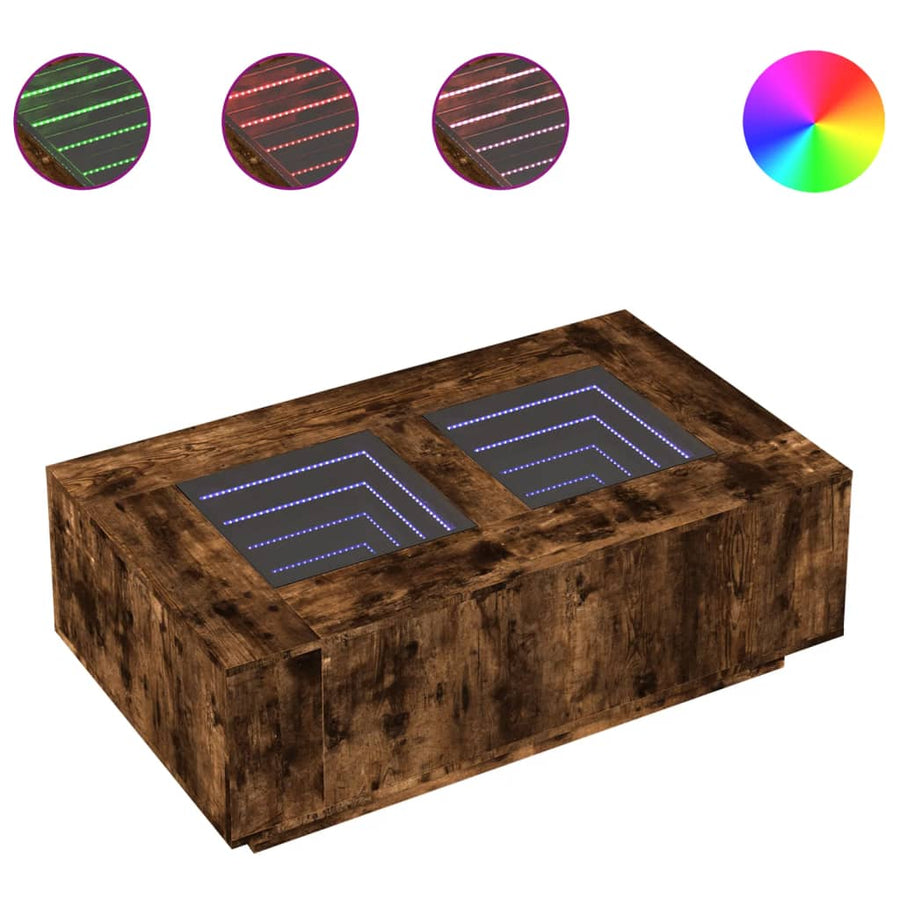 Salontafel met Infinity LED 116x69x40 cm gerookt eikenkleurig