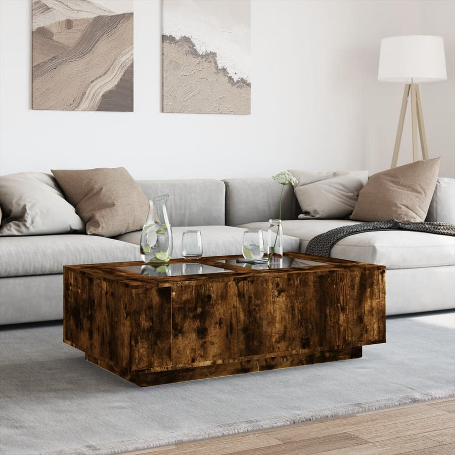 Salontafel met Infinity LED 116x69x40 cm gerookt eikenkleurig