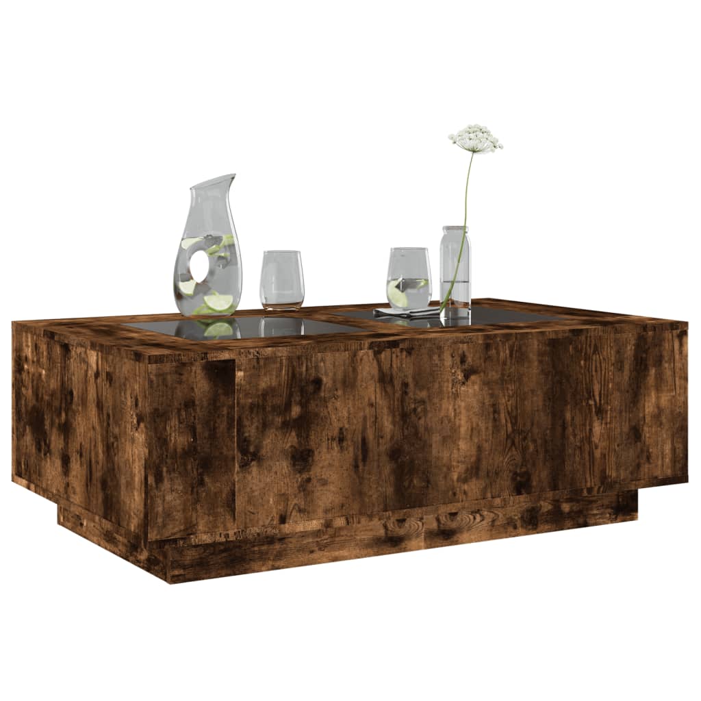 Salontafel met Infinity LED 116x69x40 cm gerookt eikenkleurig