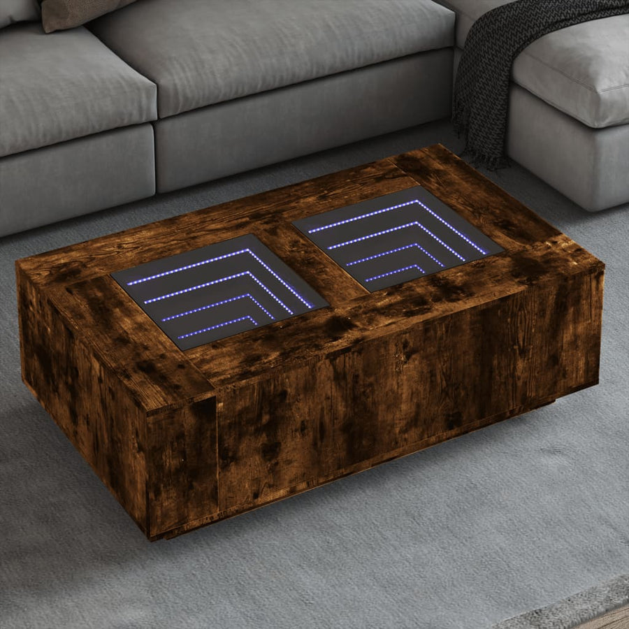 Salontafel met Infinity LED 116x69x40 cm gerookt eikenkleurig