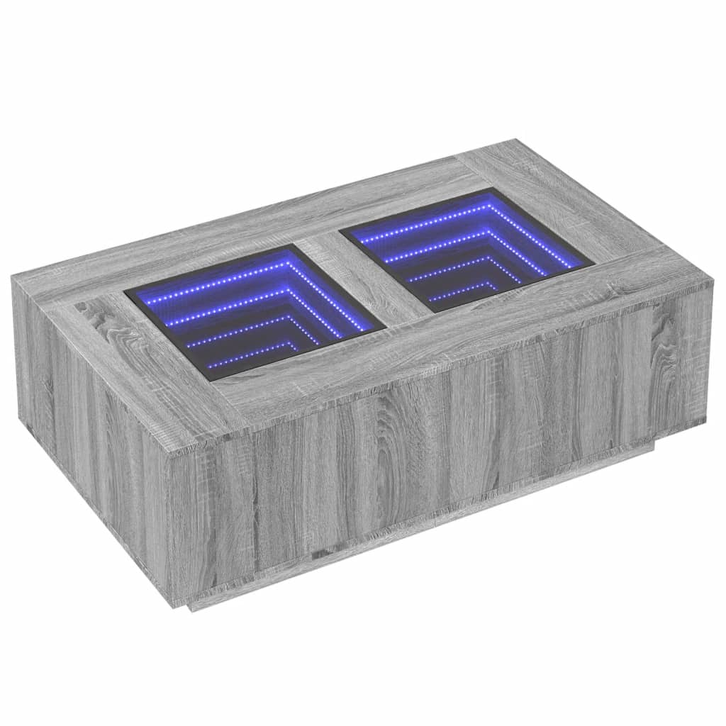 Salontafel met Infinity LED 116x69x40 cm grijs sonoma eiken