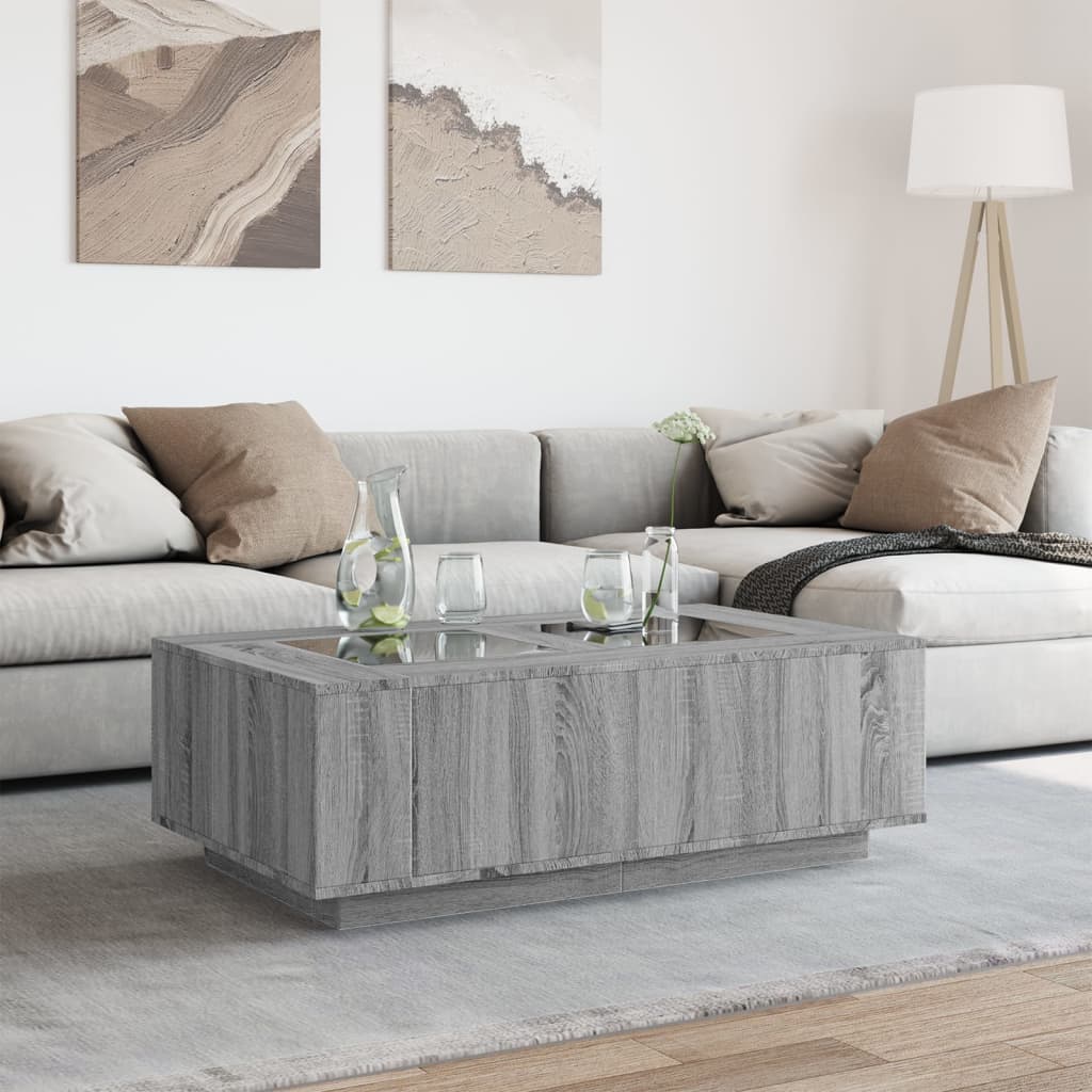 Salontafel met Infinity LED 116x69x40 cm grijs sonoma eiken