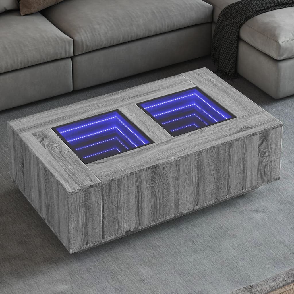Salontafel met Infinity LED 116x69x40 cm grijs sonoma eiken