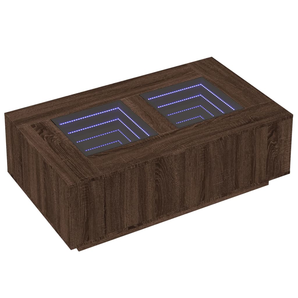 Salontafel met Infinity LED 116x69x40 cm bruin eikenkleurig