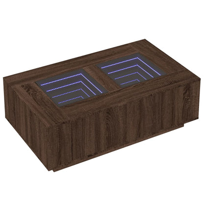 Salontafel met Infinity LED 116x69x40 cm bruin eikenkleurig