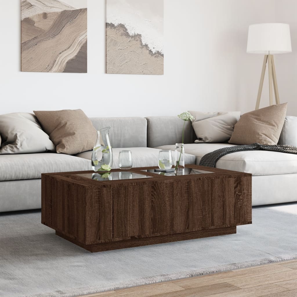 Salontafel met Infinity LED 116x69x40 cm bruin eikenkleurig