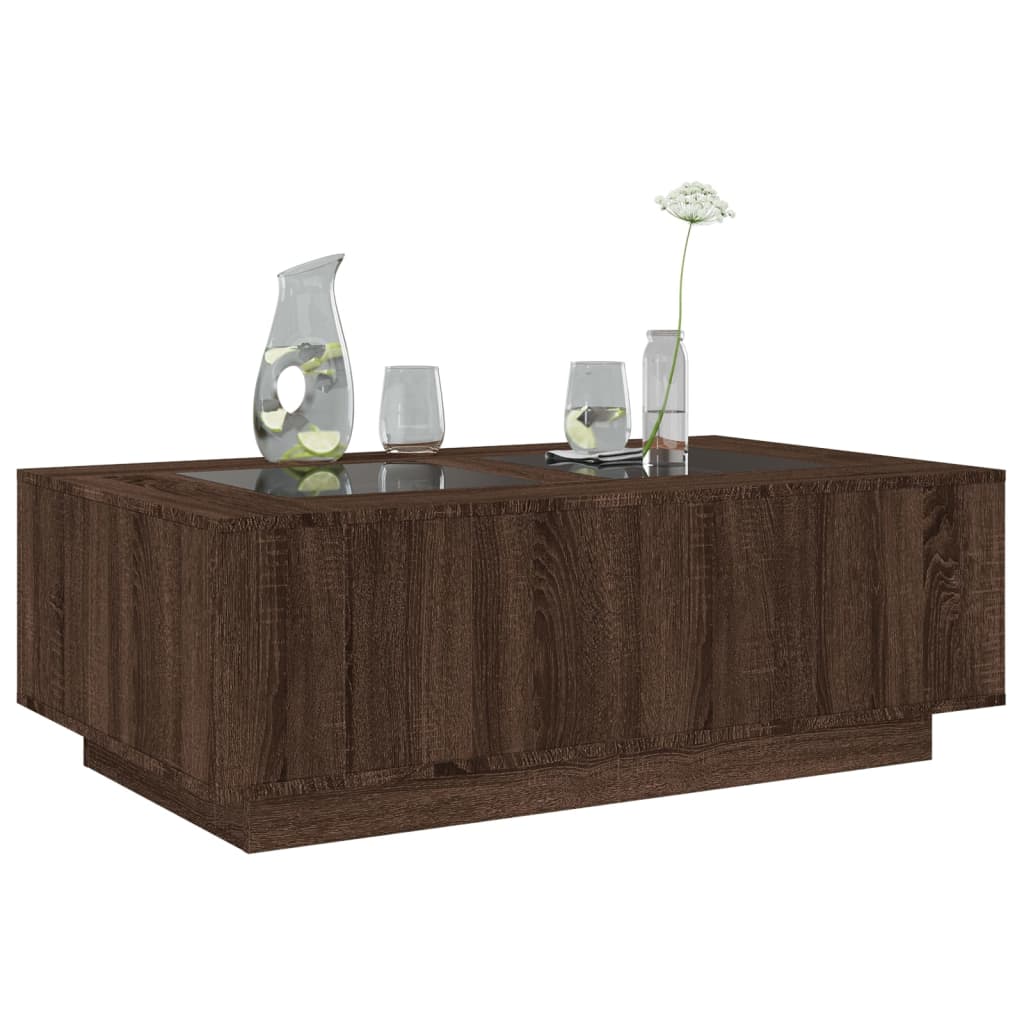 Salontafel met Infinity LED 116x69x40 cm bruin eikenkleurig