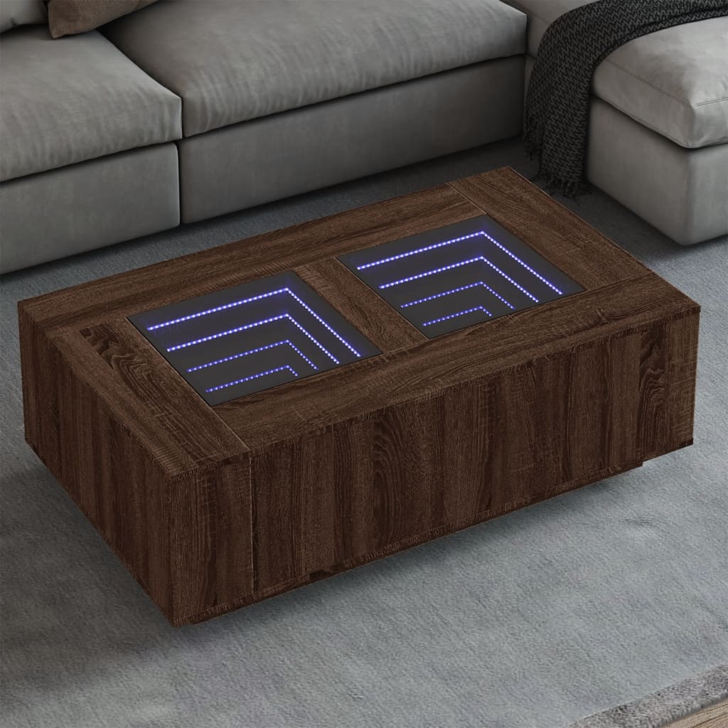 Salontafel met Infinity LED 116x69x40 cm bruin eikenkleurig
