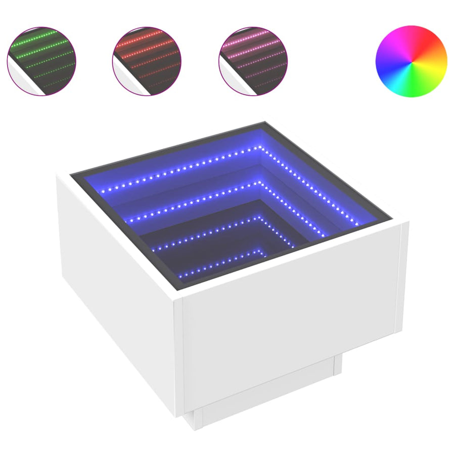 Nachtkastje met Infinity LED 40x40x30 cm wit