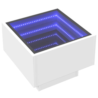 Nachtkastje met Infinity LED 40x40x30 cm wit