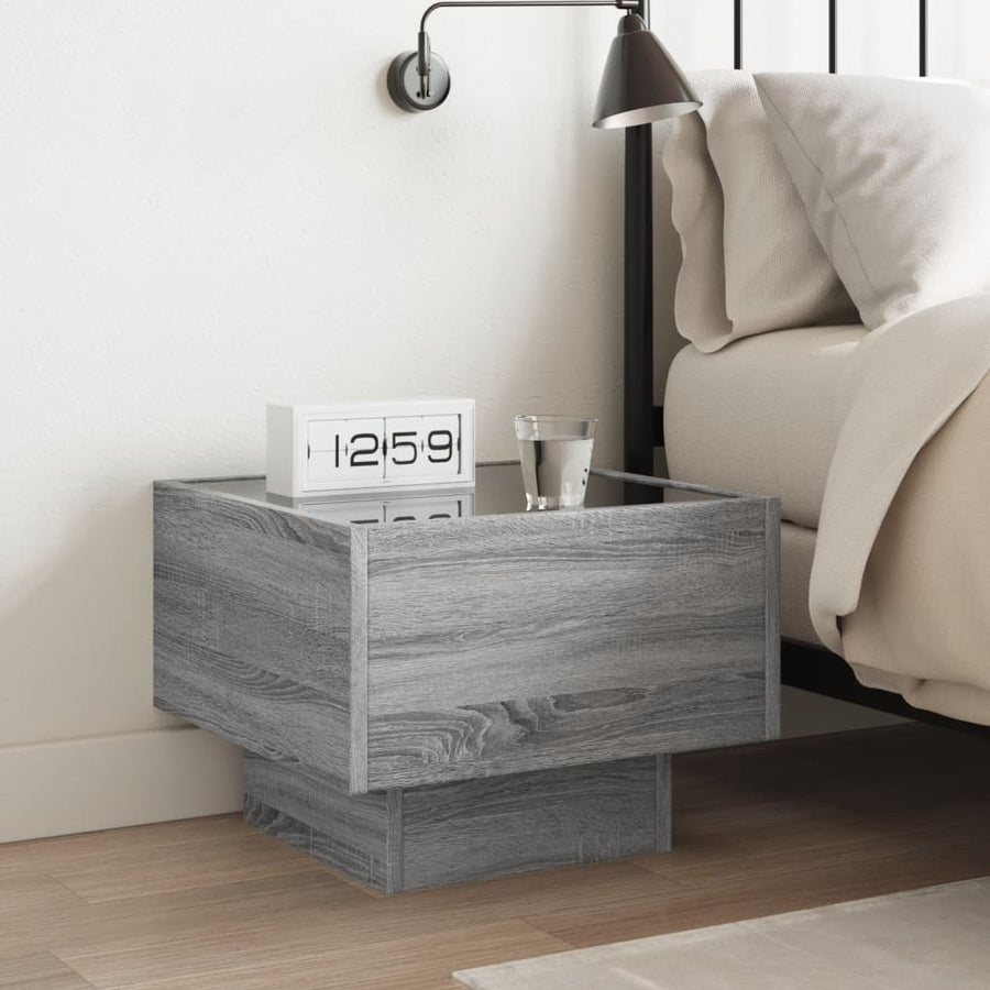 Nachtkastje met Infinity LED 40x40x30 cm grijs sonoma eiken