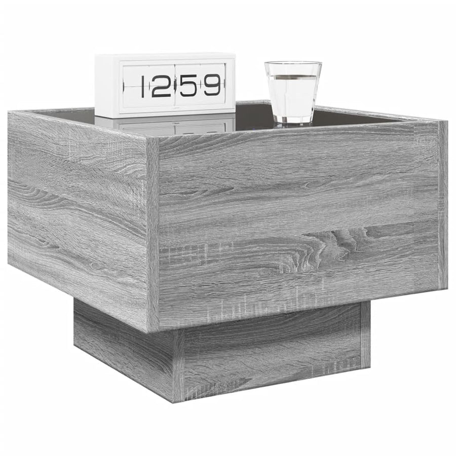 Nachtkastje met Infinity LED 40x40x30 cm grijs sonoma eiken