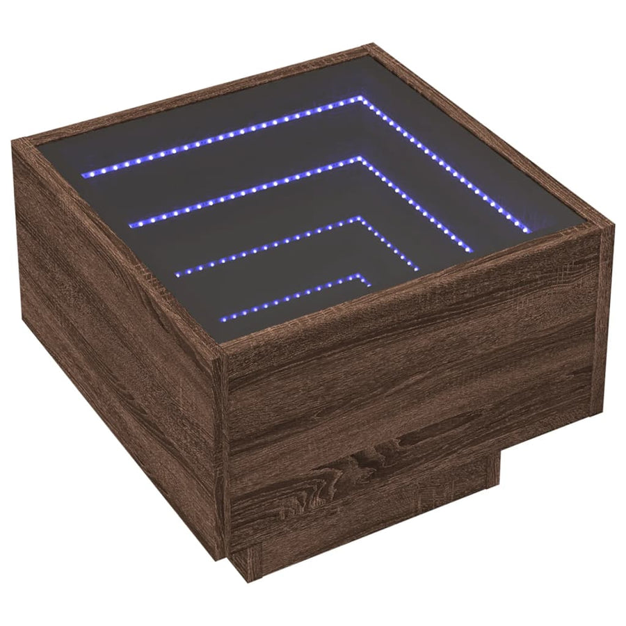 Nachtkastje met Infinity LED 40x40x30 cm bruin eikenkleurig