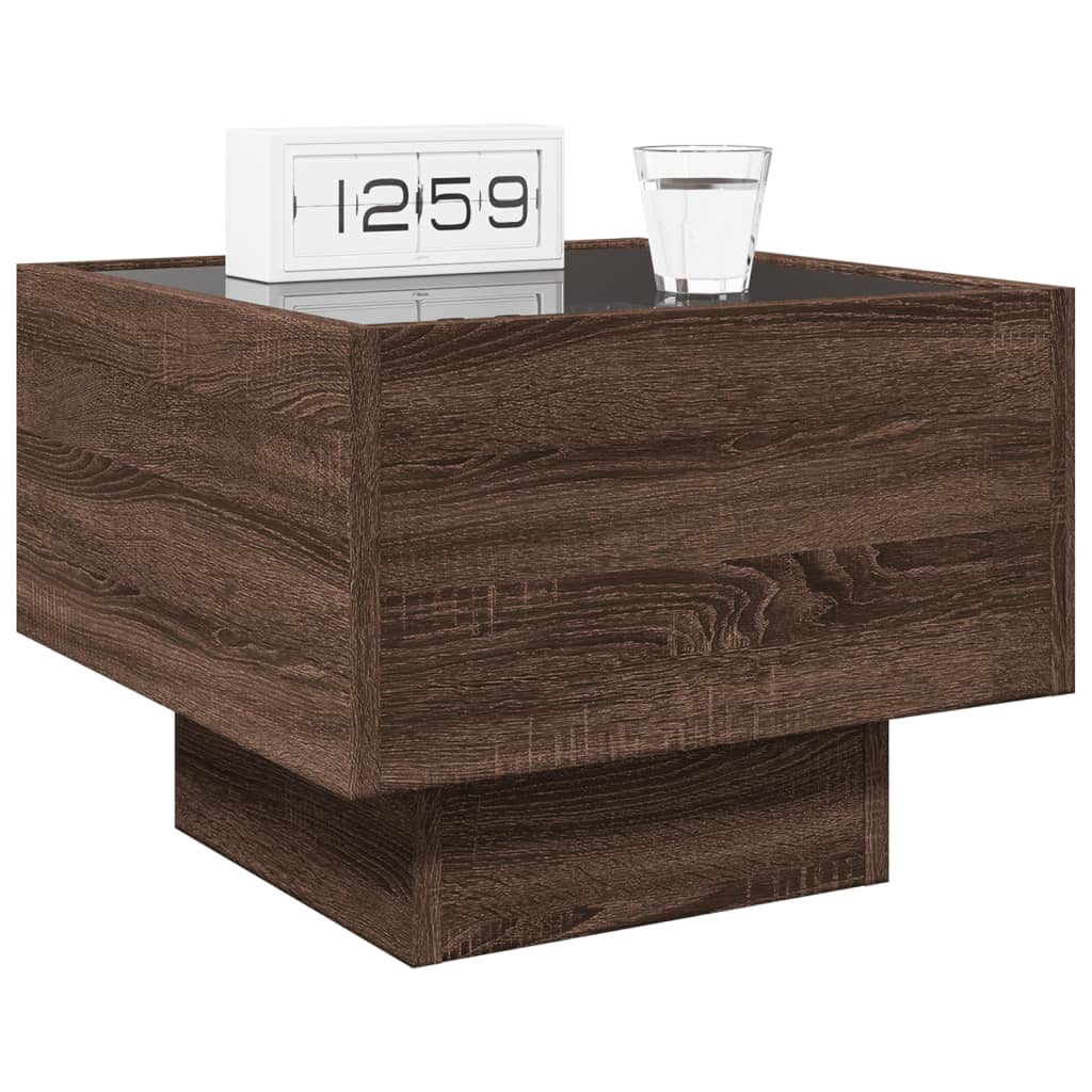 Nachtkastje met Infinity LED 40x40x30 cm bruin eikenkleurig