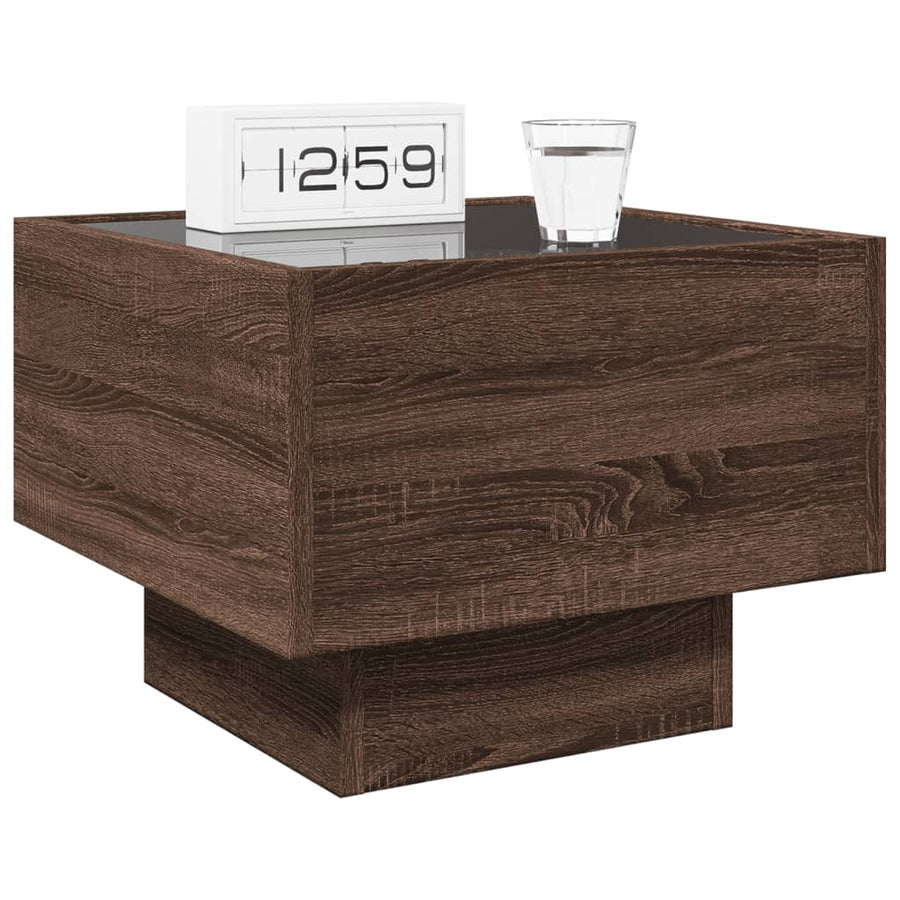Nachtkastje met Infinity LED 40x40x30 cm bruin eikenkleurig