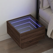 Nachtkastje 40x40x30 cm bruin eikenkleurig met LED