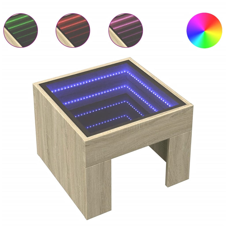 Nachtkastje met Infinity LED 40x40x30 cm sonoma eikenkleurig
