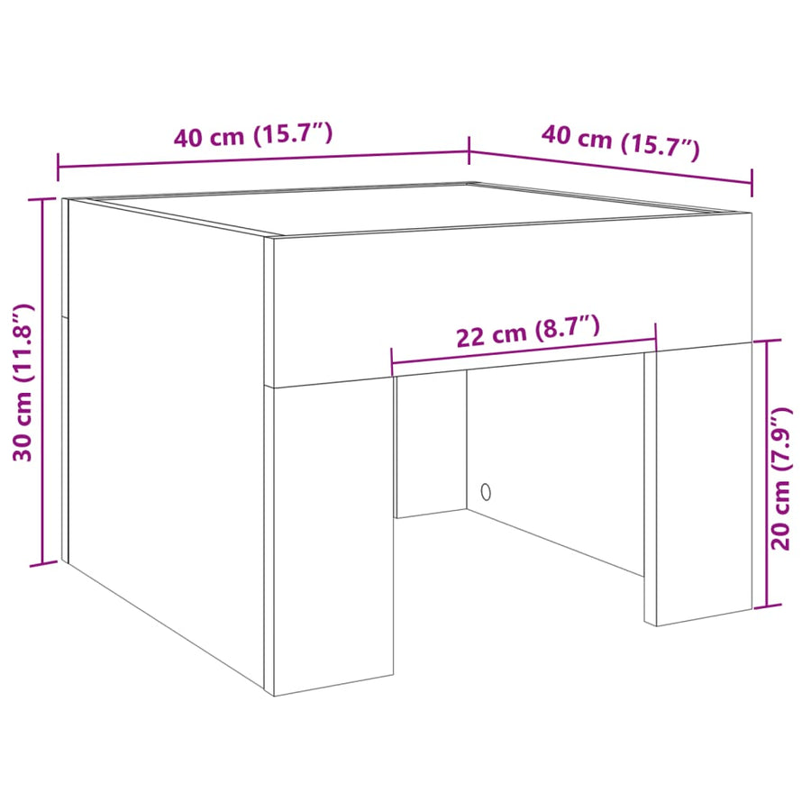 Nachtkastje met Infinity LED 40x40x30 cm sonoma eikenkleurig