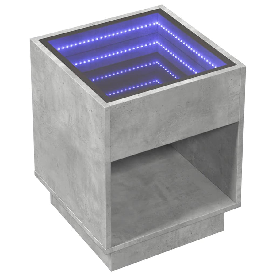 Nachtkastje met Infinity LED 40x40x50 cm betongrijs