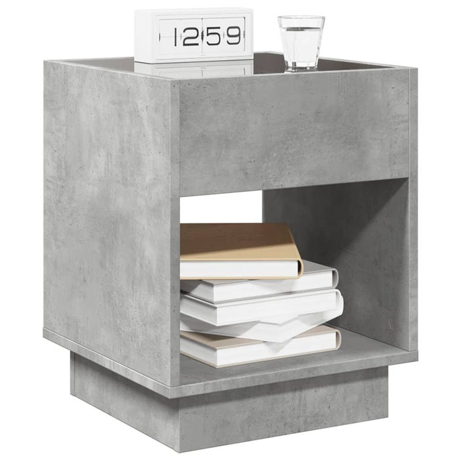 Nachtkastje met Infinity LED 40x40x50 cm betongrijs