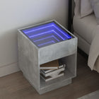 Nightstand with Infinity LED 40x40x50 cm concrete grey