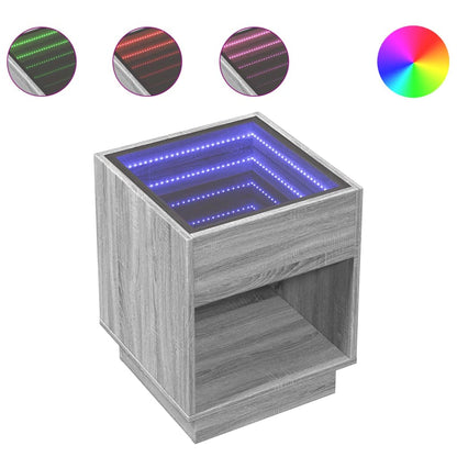 Nachtkastje met Infinity LED 40x40x50 cm grijs sonoma eiken