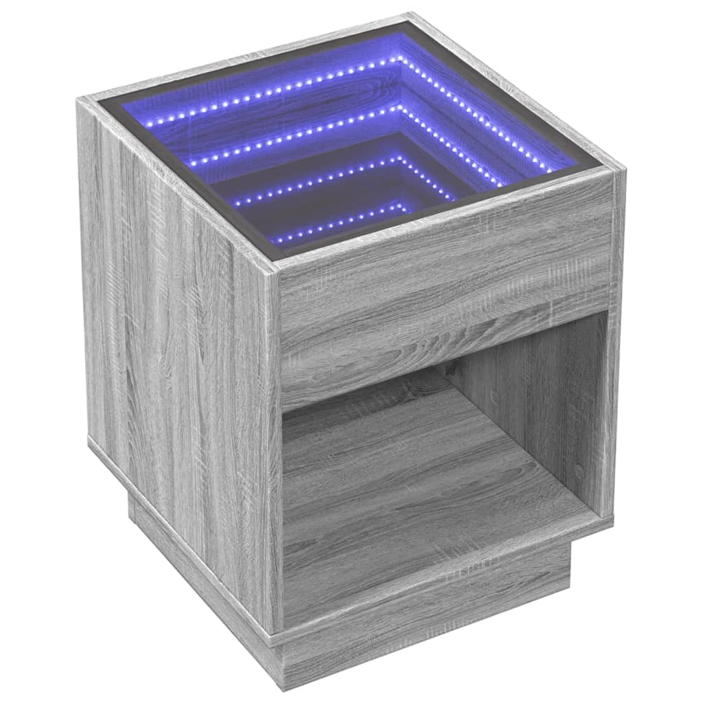 Nachtkastje met Infinity LED 40x40x50 cm grijs sonoma eiken