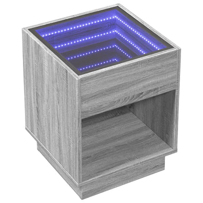 Nachtkastje met Infinity LED 40x40x50 cm grijs sonoma eiken
