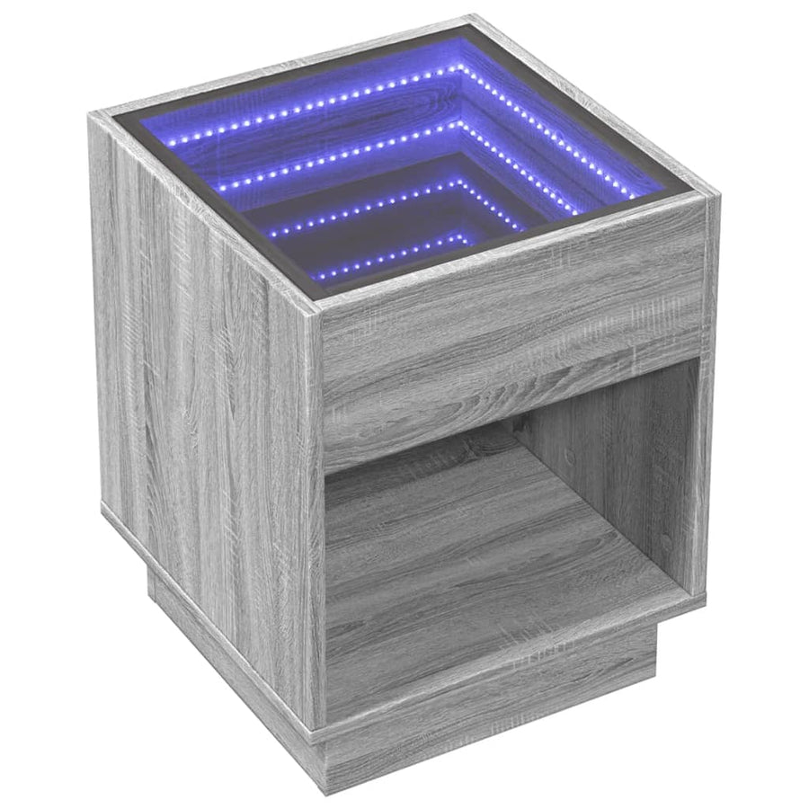 Nachtkastje met Infinity LED 40x40x50 cm grijs sonoma eiken