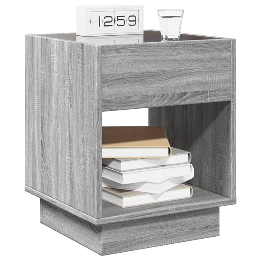 Nachtkastje met Infinity LED 40x40x50 cm grijs sonoma eiken
