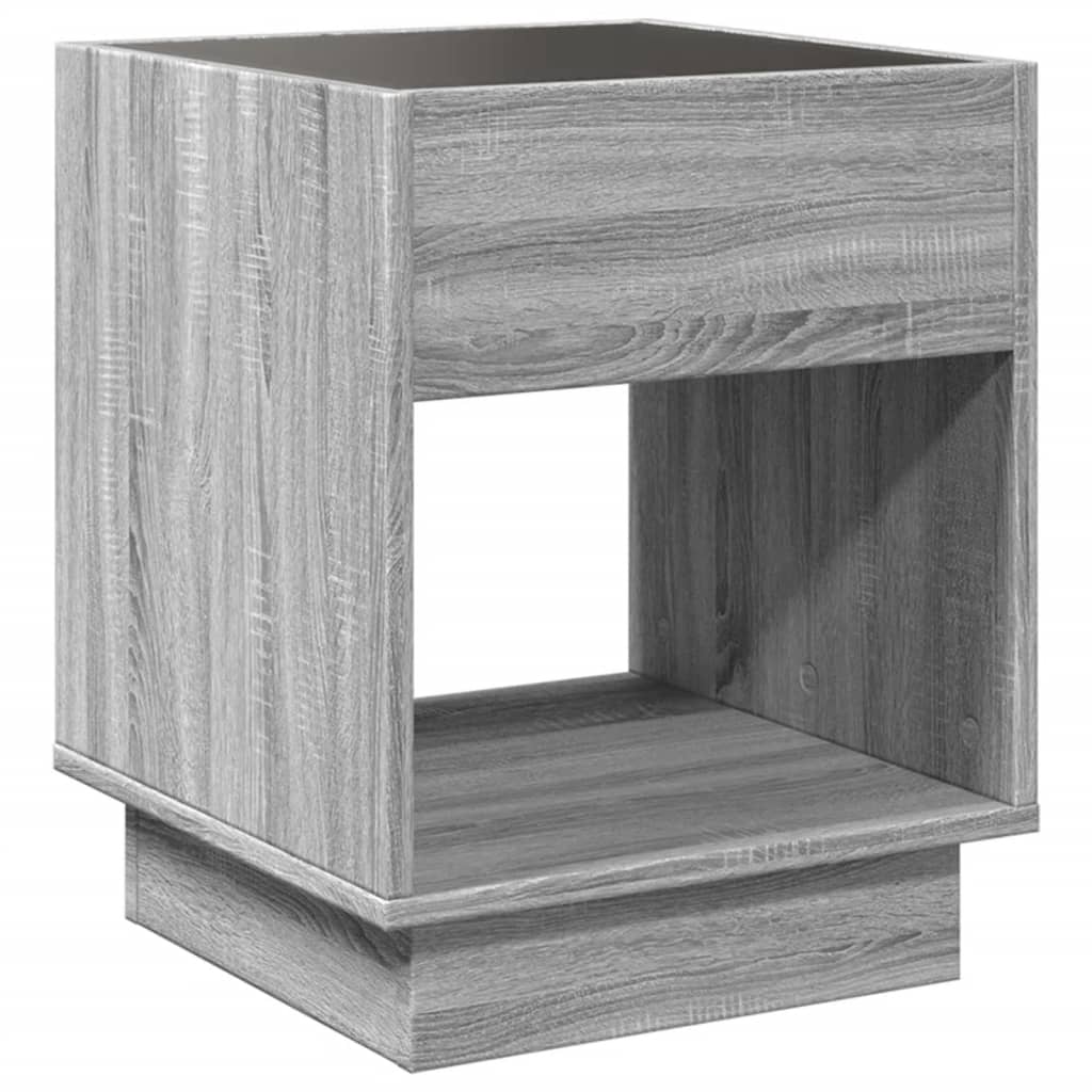 Nachtkastje met Infinity LED 40x40x50 cm grijs sonoma eiken