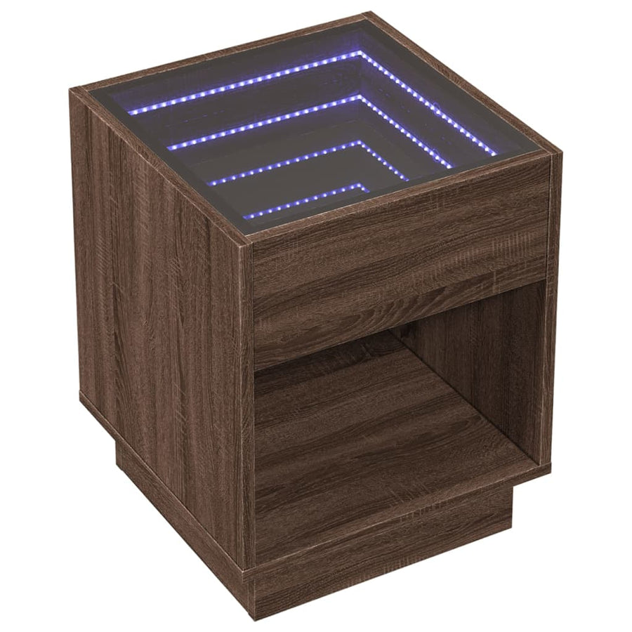 Nachtkastje met Infinity LED 40x40x50 cm bruin eikenkleurig