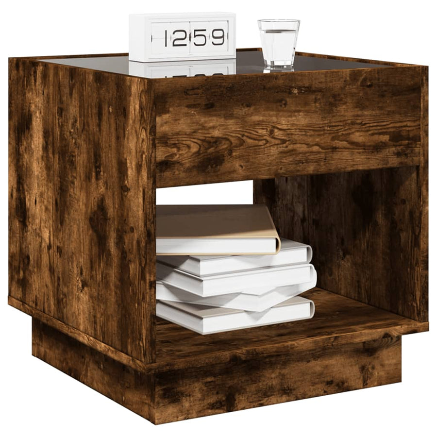 Nachtkastje met Infinity LED 50x50x50 cm gerookt eikenkleurig