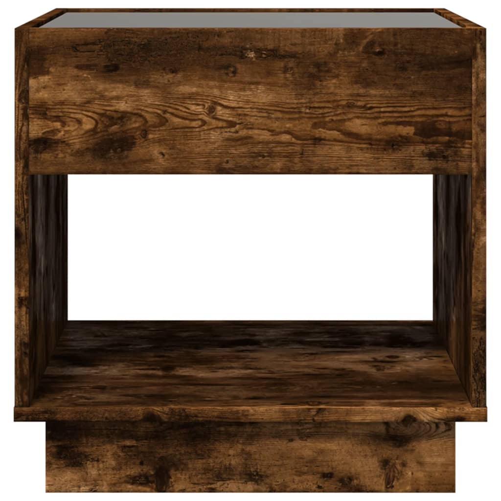 Nachtkastje met Infinity LED 50x50x50 cm gerookt eikenkleurig