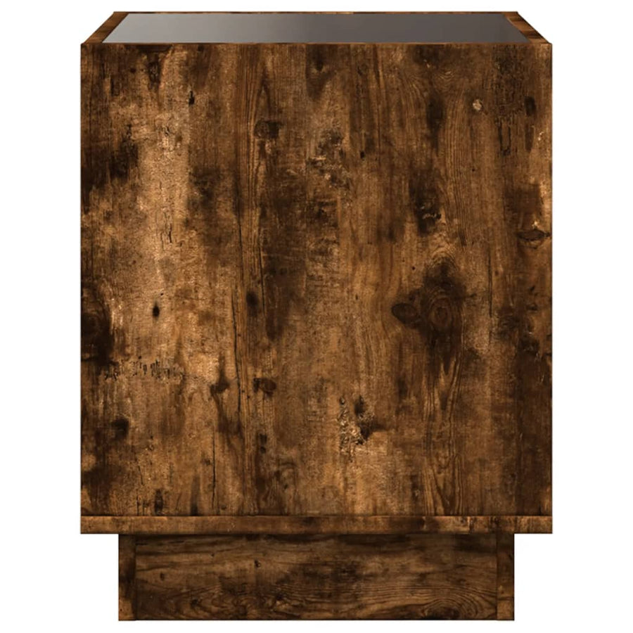 Nachtkastje met Infinity LED 50x50x50 cm gerookt eikenkleurig