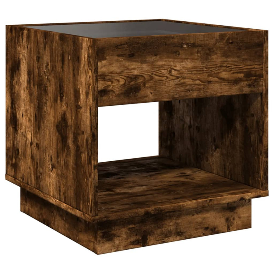 Nachtkastje met Infinity LED 50x50x50 cm gerookt eikenkleurig