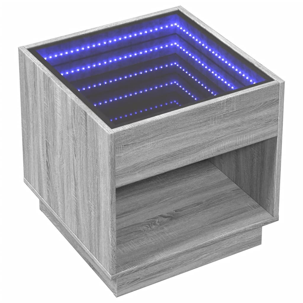 Nachtkastje met Infinity LED 50x50x50 cm grijs sonoma eiken