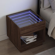 Nachtkastje 50x50x50 cm bruin eikenkleurig met LED