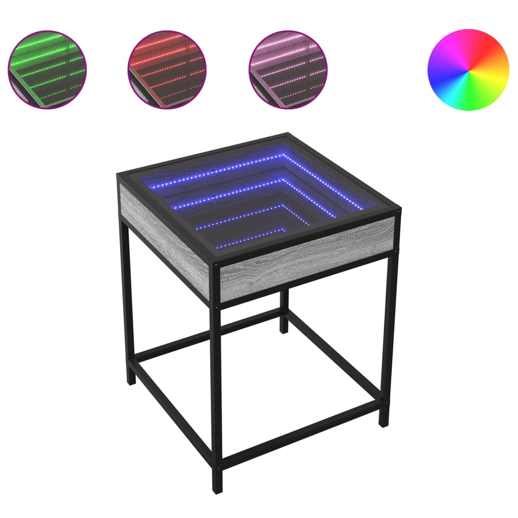 Nachtkastje met Infinity LED 40x40x51 cm grijs sonoma eiken