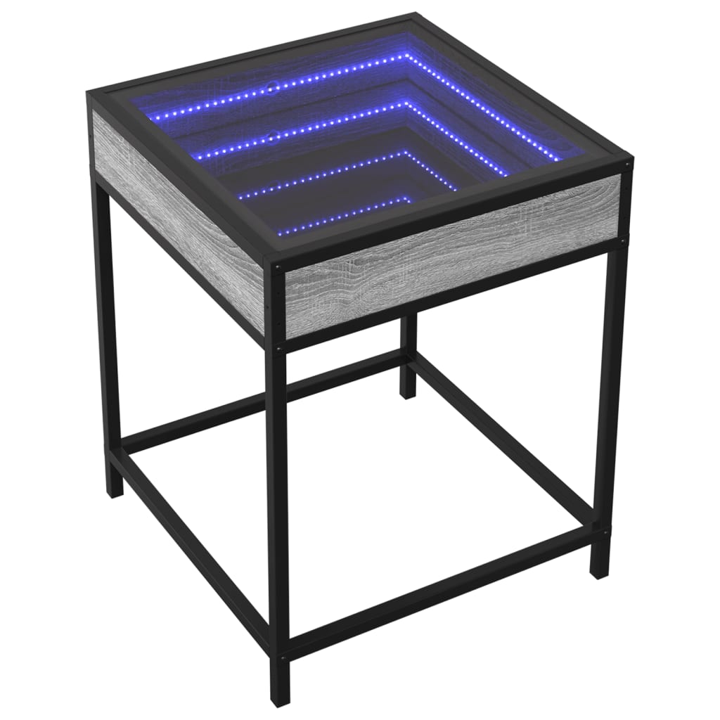 Nachtkastje met Infinity LED 40x40x51 cm grijs sonoma eiken