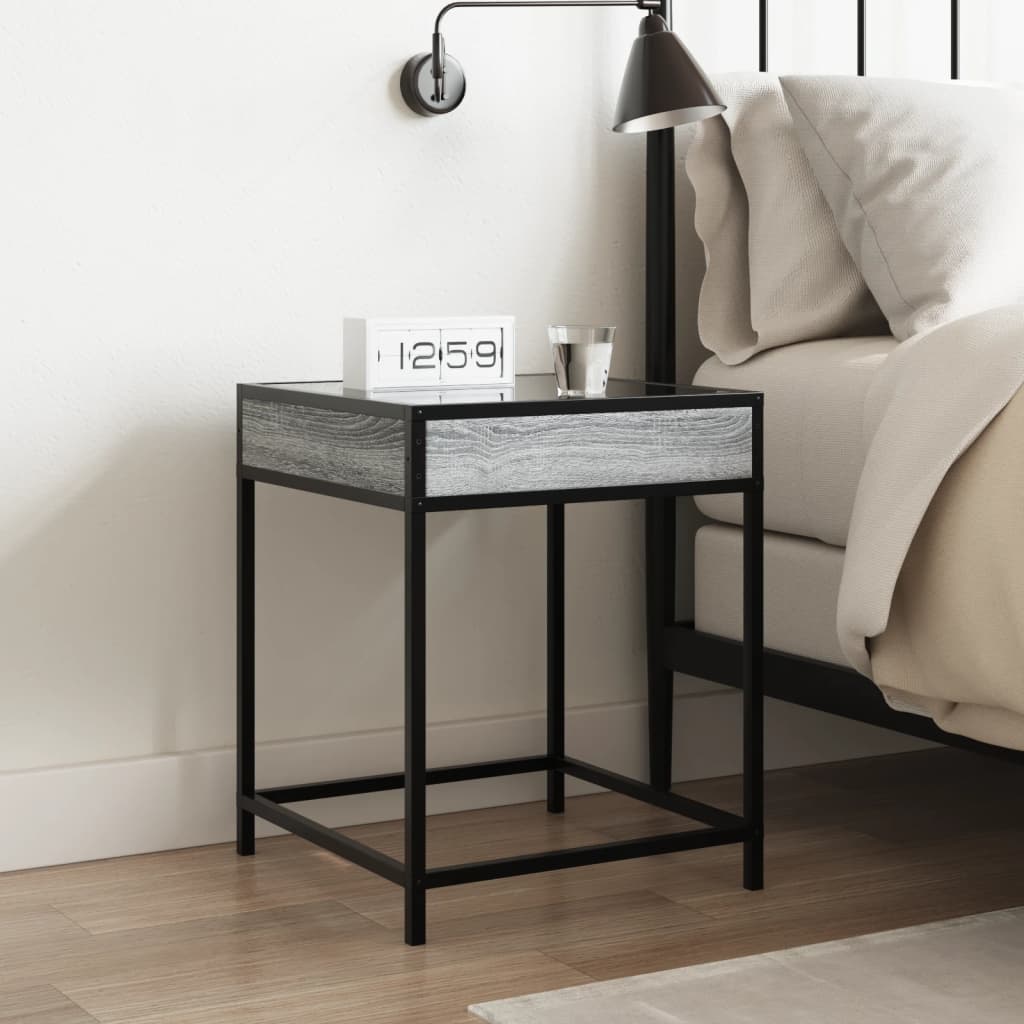 Nachtkastje met Infinity LED 40x40x51 cm grijs sonoma eiken