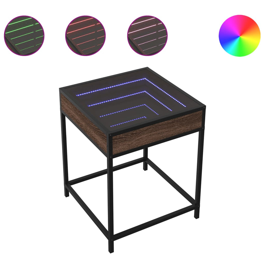 Nachtkastje met Infinity LED 40x40x51 cm bruin eikenkleurig