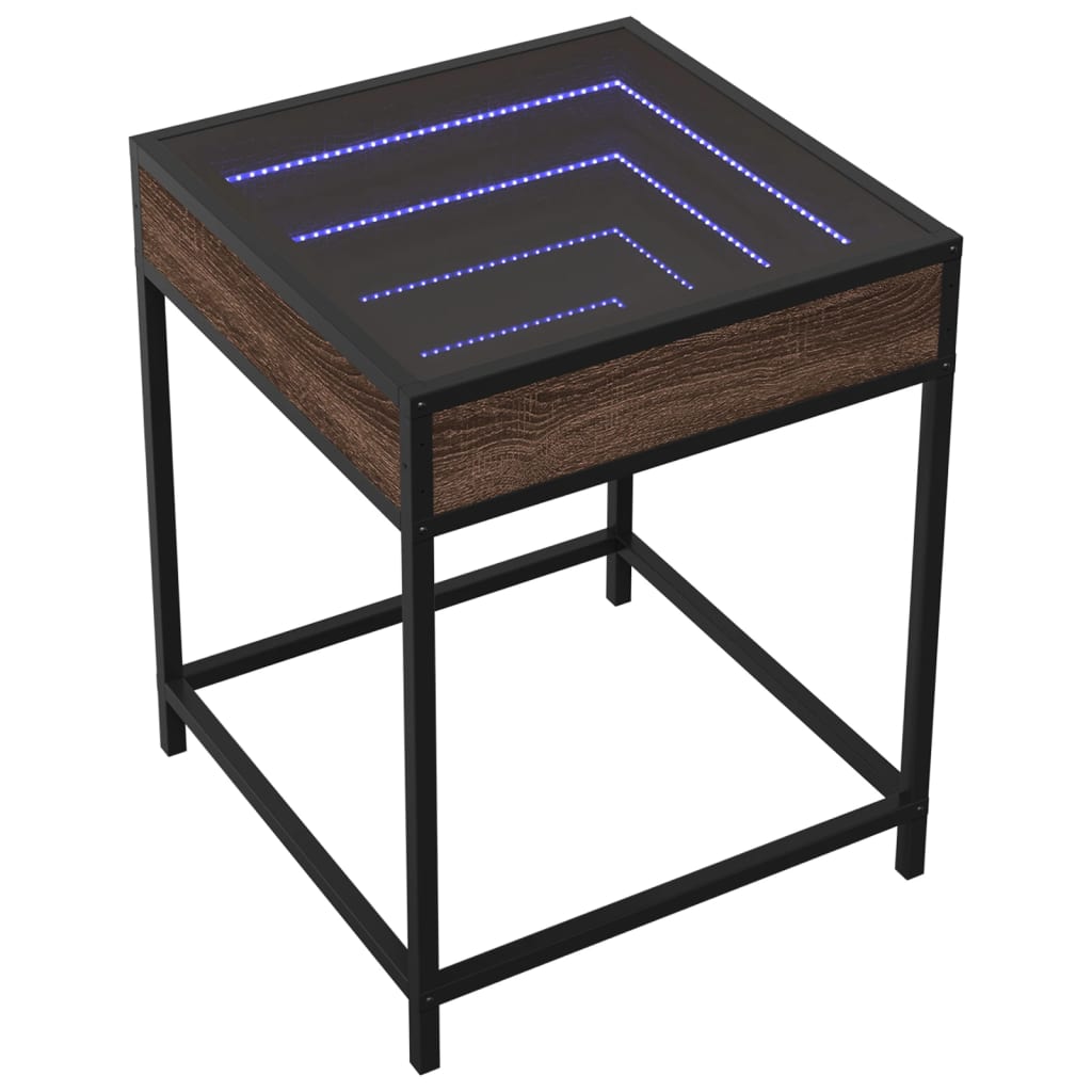 Nachtkastje met Infinity LED 40x40x51 cm bruin eikenkleurig