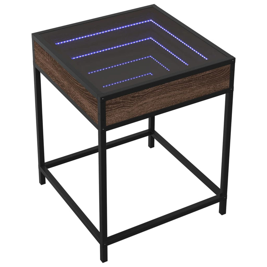 Nachtkastje met Infinity LED 40x40x51 cm bruin eikenkleurig