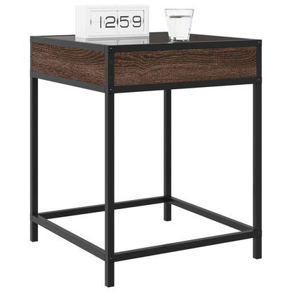 Nachtkastje met Infinity LED 40x40x51 cm bruin eikenkleurig