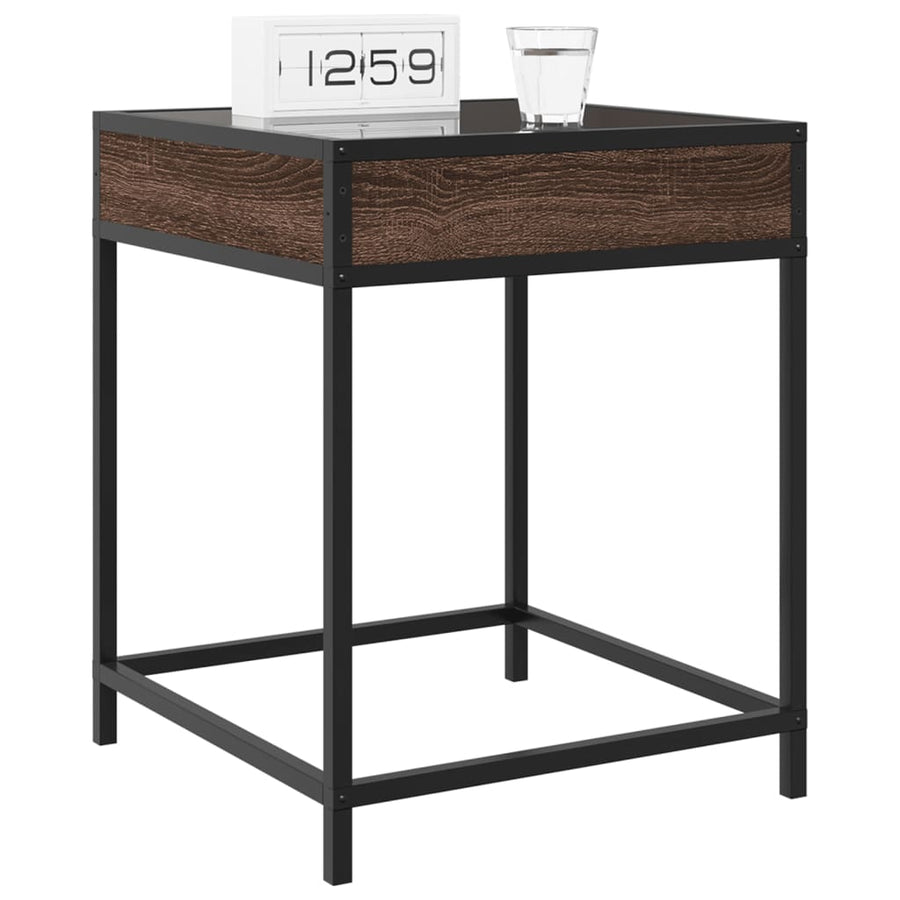 Nachtkastje met Infinity LED 40x40x51 cm bruin eikenkleurig